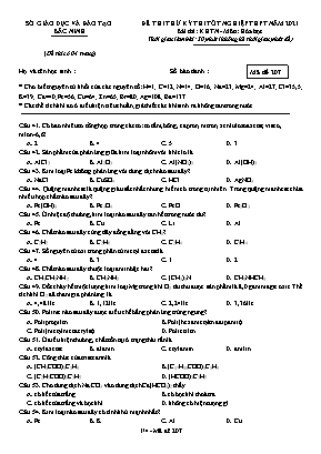 Đề thi thử Tốt nghiệp THPT môn Hóa học - Mã đề 207 - Năm học 2020-2021 - Sở giáo dục và đào tạo Bắc Ninh (Có đáp án)